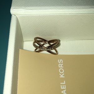 Michael Kors Jewelry - Michael Kors RoseGold Tone Pave CrissCross X Ring Michael Kors Jewelry - Michael Kors RoseGold Tone Pave CrissCross X Ring